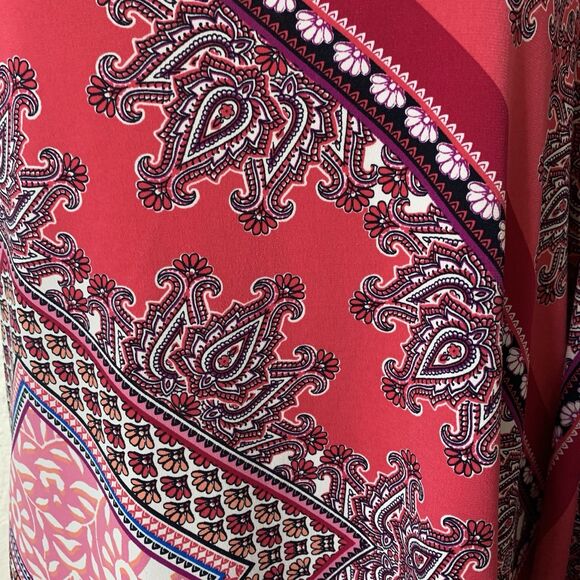 Chico's One Shoulder Blouse Slinky Stretchy Paisley Scarf Print Size 3 (XL) Pink - Picture 2 of 16